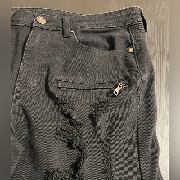 Rue21 Jeans Men’s 32x30 Black Supreme Flex Skinny Distressed Zipper Pockets NEW - Picture 5 of 11